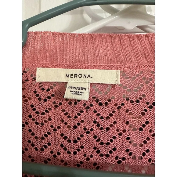 Merona Womens Cardigan Plus Size 24/26 Pink V-Neck Button Down Cardigan Sweater - Picture 4 of 10